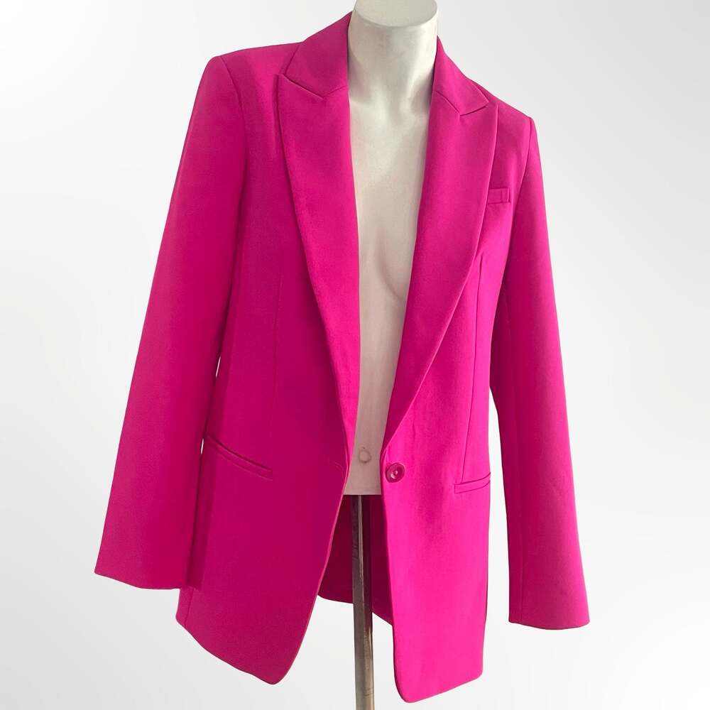 Express Editor One-Button Tailored Blazer in Fuchsia